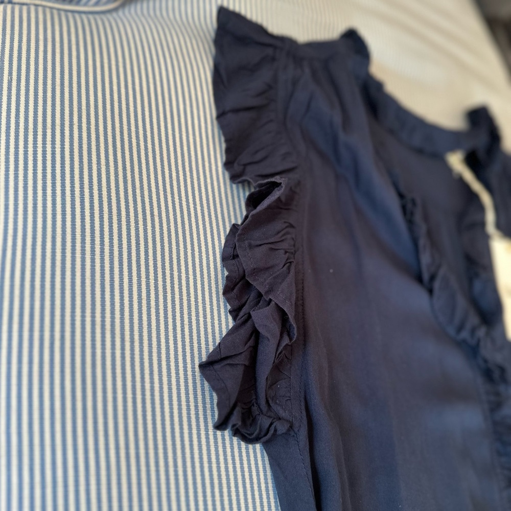 Women's Ruffled Navy Top - Picture 3 of 5